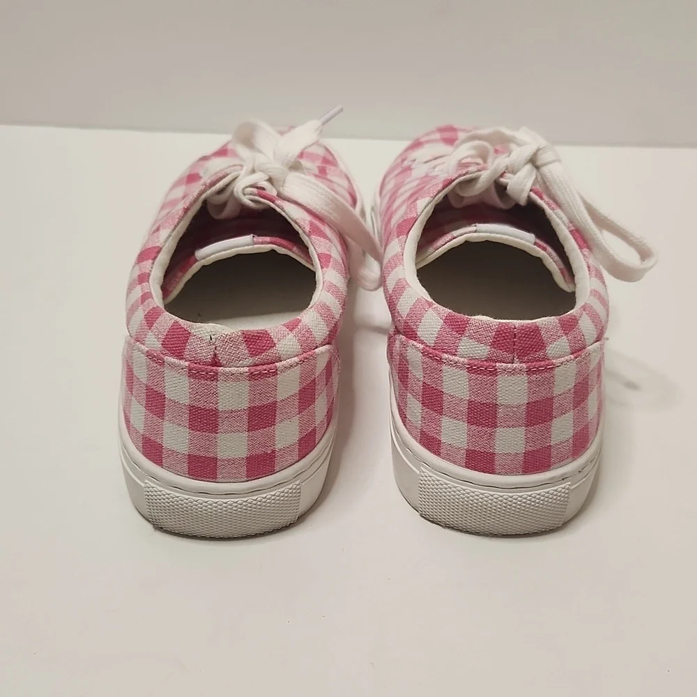 J.CREW Women's Pink and White Gingham Lace-Up 